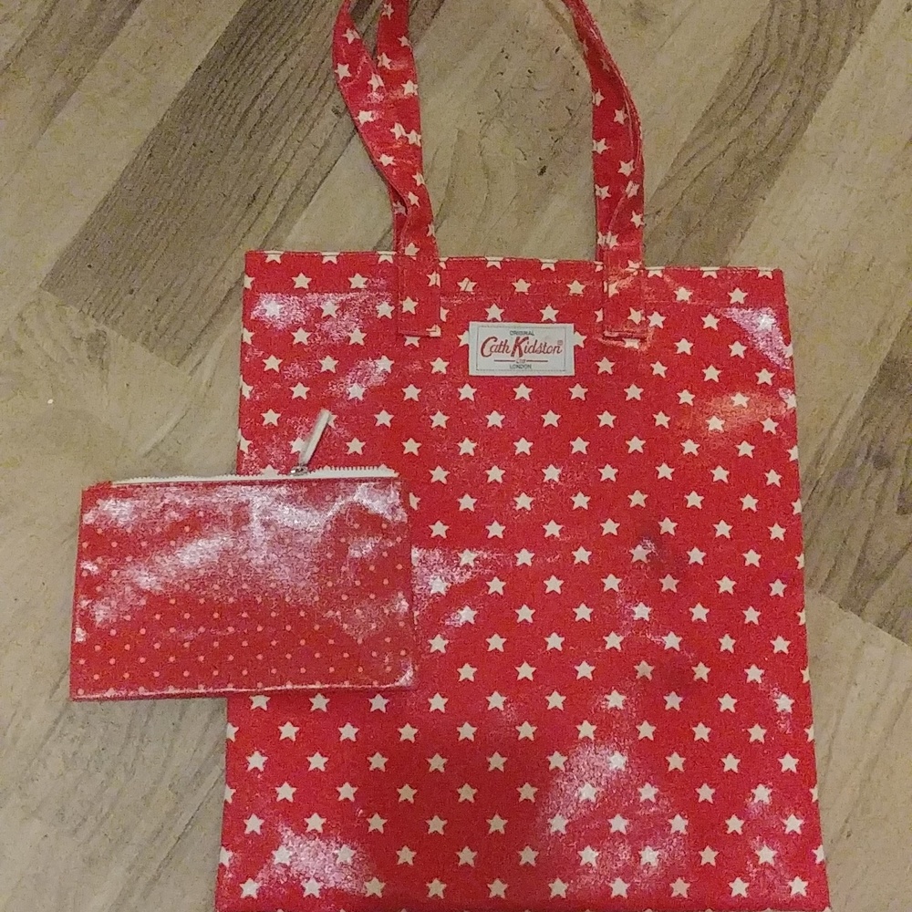 Cath Kidston Star Tote Bag with Small Polka Dot Makeup Pencil Case